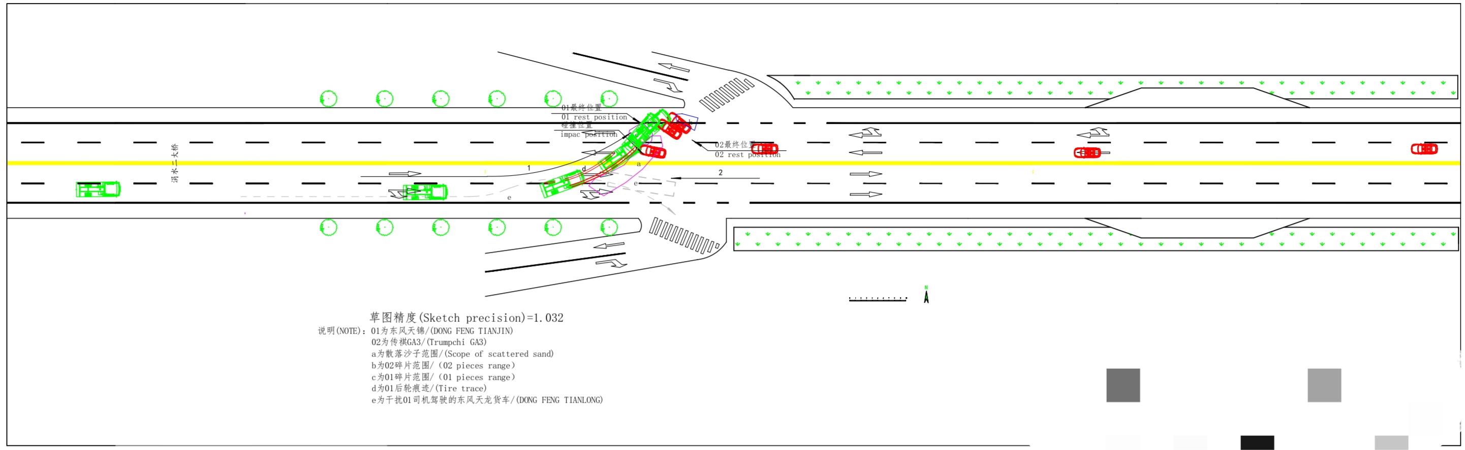 由真实地图转绘得到的CAD事故道路模型
