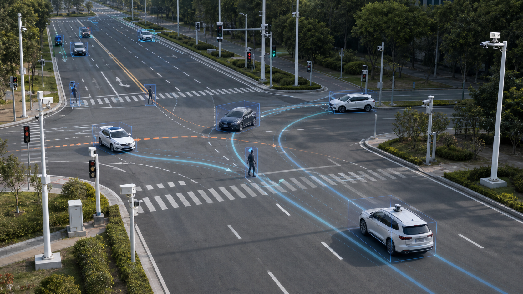 封闭测试道路上的自动驾驶场景预览